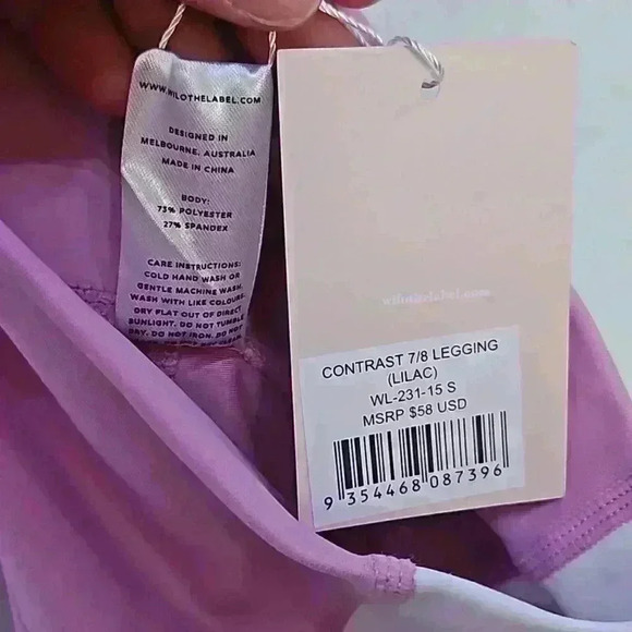 WILO THE LABEL Women's Full Length Leggings Pink & White Colorway NWT - Picture 6 of 6